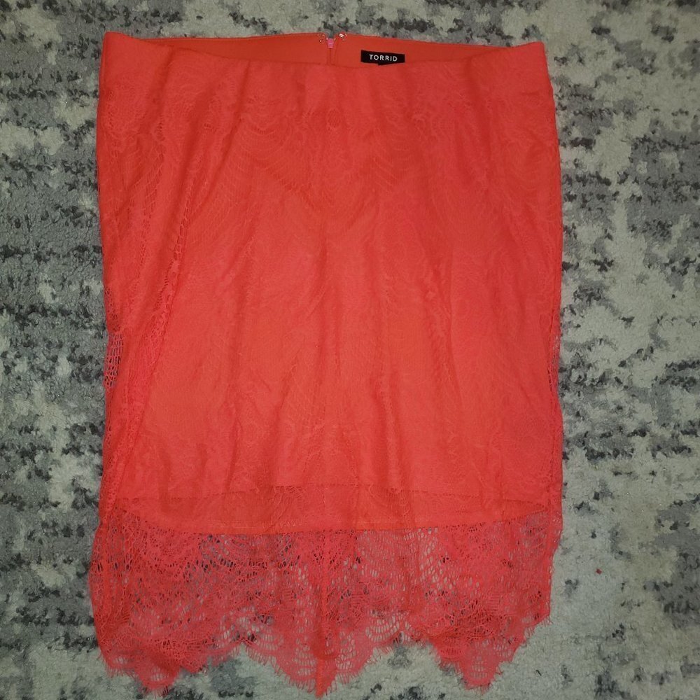 STRETCH LACE PENCIL SKIRT || sz1 EUC - Picture 2 of 14